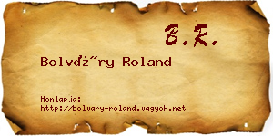 Bolváry Roland névjegykártya